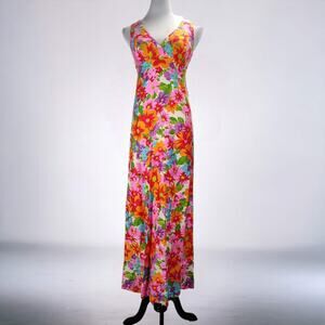 70s Lanz Originals Flower Power Maxi Dress Empire Waist Festival XS
